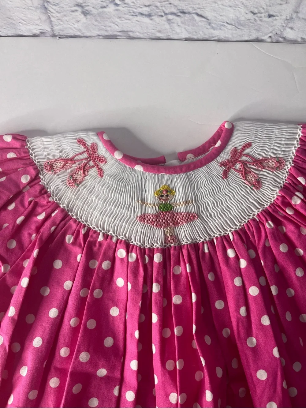 Pink Polka Dot Smocked Girls Dress Girls size 12 months ballerina smocked dress